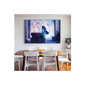 Zevahir Kelebek Temalı 120x80 Gümüş Ahşap Şase Dijital Baskı Kanvas Tablo