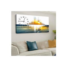 Zevahir Kolaj Istanbul 120x60 cm Ahşap Şase Dijital Baskı Saatli Kanvas Tablo