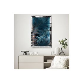 Zevahir Mavi Dalga Şeritleri Okyanus 20x30 Gold Aynalı Pleksi Çerçeveli Gümüş MDF Tablo