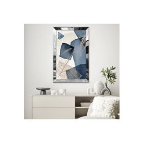 Zevahir Mavi Şekilli Soyut Tasarım 20x30 Gold Aynalı Pleksi Çerçeveli Gümüş MDF Tablo