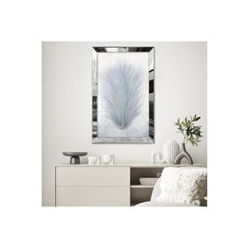 Zevahir Minimalist Beyaz Gri Zarif Soyut Çizim 20x30 Gold Aynalı Pleksi Çerçeveli Gümüş MDF Tablo