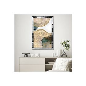 Zevahir Minimalist Sarı Yuvarlak Desenli Çizim 20x30 Gold Aynalı Pleksi Çerçeveli Gümüş MDF Tablo