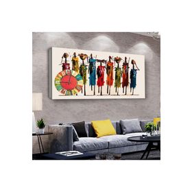 Zevahir Mısır Medeniyeti Beyaz Arka Planlı Renkli Kıyafetli 120x60 Saatli Kanvas Tablo