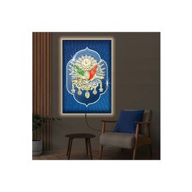 Zevahir Osmanlı Tuğrası Ahşap Şase Dijital Baskı Ledli 50x70 cm Gümüş Kanvas Tablo