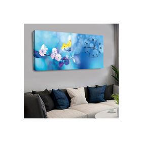 Zevahir Renkli Kelebek 120x60 cm Saatli Kanvas Tablo