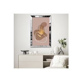 Zevahir Soyut Dekoratif Minimal Pastel Tonlu Tasarım 20x30 Gold Aynalı Pleksi Çerçeveli Gümüş MDF Tablo