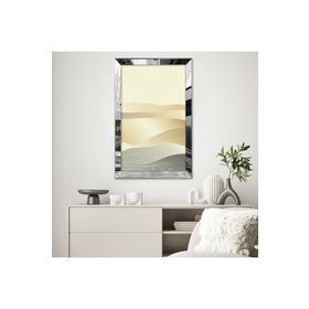 Zevahir Soyut Desenli Tasarım 20x30 Gold Aynalı Pleksi Çerçeveli Gümüş MDF Tablo