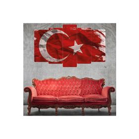 Zevahir Türk Bayrağı Ekstra Dayanıklı Solmaz 100x60 Gümüş 5 Parça MDF Tablo