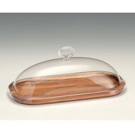 Zicco Akrilik Kapaklı, Ahşap Altlı, 14x29.5 cm Fanus