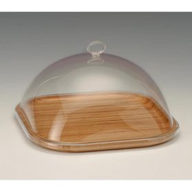 Zicco Akrilik Kapaklı, Ahşap Altlı, 25x25x h:14 cm Fanus