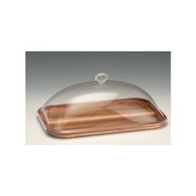 Zicco Akrilik Kapaklı, Ahşap Altlı, 25x25x h:14 cm Fanus