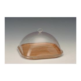 Zicco Akrilik Kapaklı, Ahşap Altlı, 25x25x h:14 cm Fanus