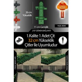 Zidi Plastik 32 cm Yeşil Yükseklik Çit ile Uyumlu Uzunluk-Köşe-Kenar Tamamlama Çiti
