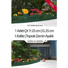 Zidi Plastik Y:25 cm G:25 cm Yeşil Toprak Ayaklı Dekoratif Plastik Bahçe Çiti ve Peyzaj Çiti