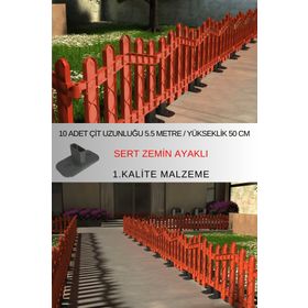 Zidi Plastik Y:50 cm G:5.5 mt Kahverengi Sert Zemin Ayaklı Dekoratif Plastik Alan Oluşturma ve Bahçe Çiti
