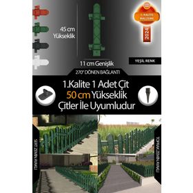 Zidi Plastik Yeşil 50 cm Yükseklik Çit ile Uyumlu Uzunluk-Köşe-Kenar Tamamlama Çiti