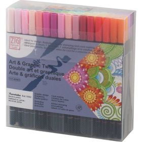 Zig Art TUT-80/80V 80'li Set Graphic Twin Brush Pen Çift Uçlu Çizim Kalemi