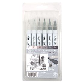Zig Clean Color Real Brush Cool Grey Fırça Uçlu 6'lı Marker Kalem Set