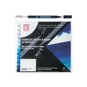 Zig CNKC-2200 Sky Ocean Blue Tones 12 Colours Fine Brush For Manga