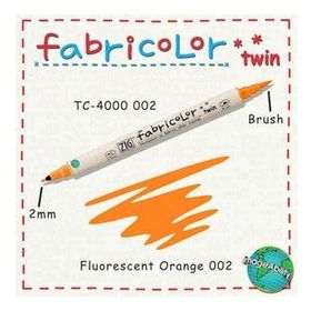 Zig Fabricolor Twin Brush Fluorescent Orange Kumaş Boyama Kalemi