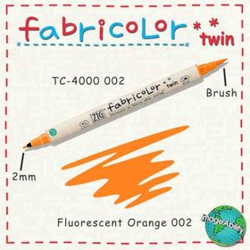 Zig Fabricolor Twin Brush Fluorescent Orange Kumaş Boyama Kalemi