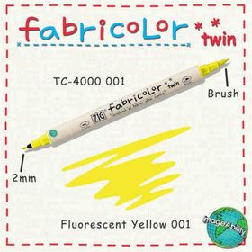 Zig Fabricolor Twin Brush Fluorescent Yellow Kumaş Boyama Kalemi