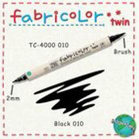 Zig Fabricolor Twin Brush Pen Black Kumaş Boyama Kalemi