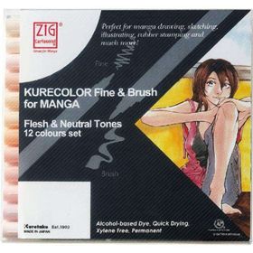 Zig Kurecolor 12'li Set Blue Tones Fine & Brush for Manga