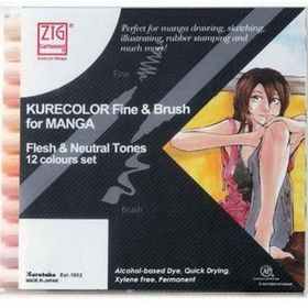 Zig Kurecolor 12'li Set Neutral Tones Fine & Brush for Manga