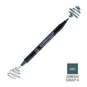 Zig Kurecolor Mangaka Fine & Brush CNKC-2200 846 Green Gray 4 Çift Taraflı Markör Kalem