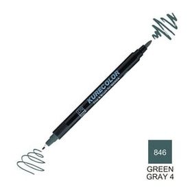 Zig Kurecolor Mangaka Fine & Brush CNKC-2200 846 Green Gray 4 Çift Taraflı Markör Kalem