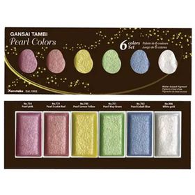 Zig Kuretake Gansai Tambi Pearl Colors Sedefli 6 Renk Sulu Boya