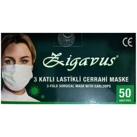 Zigavus 3 Katlı 50'li Lastikli Cerrahi Maske Telli