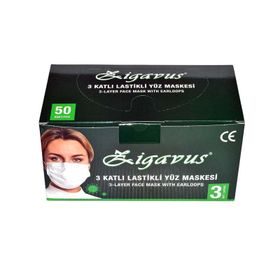 Zigavus 3 Katlı 50'li Lastikli Cerrahi Maske Telli