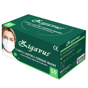 Zigavus 3 Katlı Lastikli 50'li Yüz Maskesi