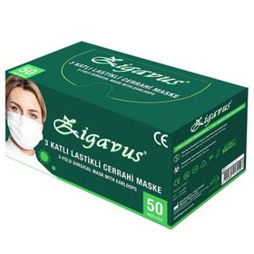 Zigavus 3 Katlı Lastikli 50'li Yüz Maskesi