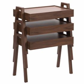 Zigzag Home Surface Ceviz 3lü Zigon Sehpa