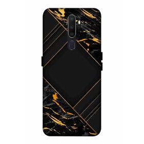 Zipax 2106 Oppo A9 2020 Siyah Mermer Baskılı Uyumlu Silikon Kılıf