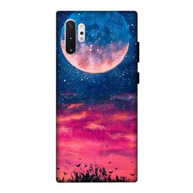 Zipax 8520 Samsung Galaxy Note 10 Plus Kızıl Gece Ay Baskılı Uyumlu Silikon Kılıf