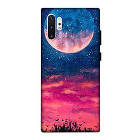 Zipax 8520 Samsung Galaxy Note 10 Plus Kızıl Gece Ay Baskılı Uyumlu Silikon Kılıf