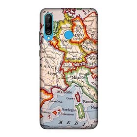 Zipax 8804 Huawei P40 Lite E Dünya Harita Baskılı Uyumlu Silikon Kılıf