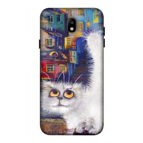 Zipax 8945 Samsung Galaxy J7 Pro Beyaz Kedi Baskılı Uyumlu Silikon Kılıf