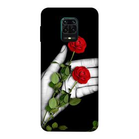 Zipax Xiaomi Redmi Note 9 Pro Elimde Gül Baskılı Silikon Kılıf