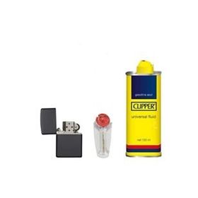 Zippo Siyah Çakmak Clipper Benzin 5'li Taşı Set