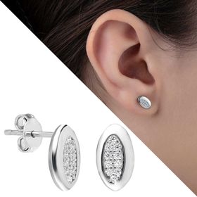 Zirkon Taşlı Bakla Tasarım 925 Ayar Kadın Gümüş Küpe
