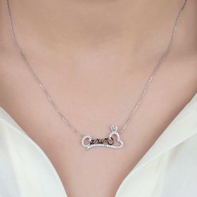 Zirkon Taşlı Canım Yazılı Tektaş 925 Ayar Kadın Gümüş Kolye