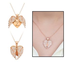 Zirkon Taşlı Kişiye Özel İsim Yazılı Rose 925 Ayar Melek Kanadı Kadın Gümüş Kolye