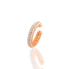 Zirkon Taşlı Rose Gümüş Kıkırdak Küpe