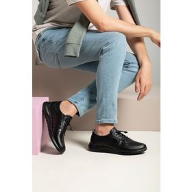 Ziya 1411013ZS08 Hakiki Deri Siyah Erkek Sneaker