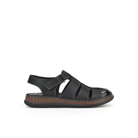 Ziya 1511045ZS32 Siyah Erkek Hakiki Deri Konfor Sandalet
